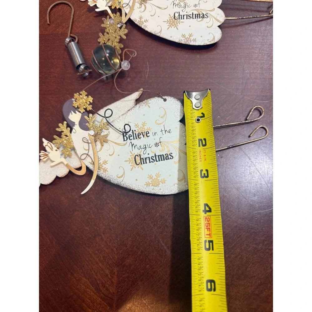 Set of 3 Metal‎ Christmas Angel Ornaments Believe in the Magic Holiday Decor